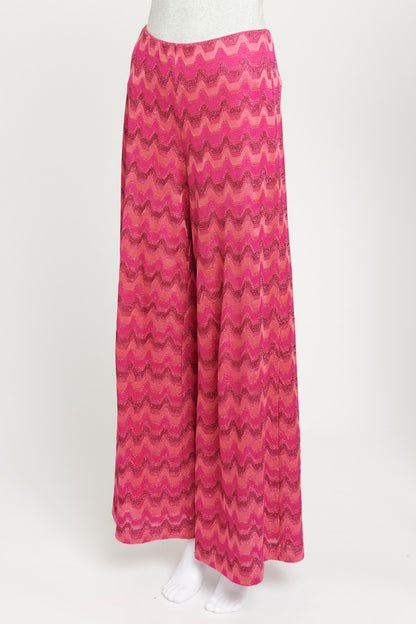 Hot Pink Zigzag Preowned Wide Leg Trouser