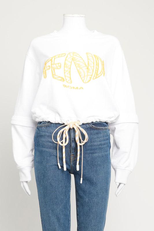 White Crew Neck Logo Preowned Sweatshirt