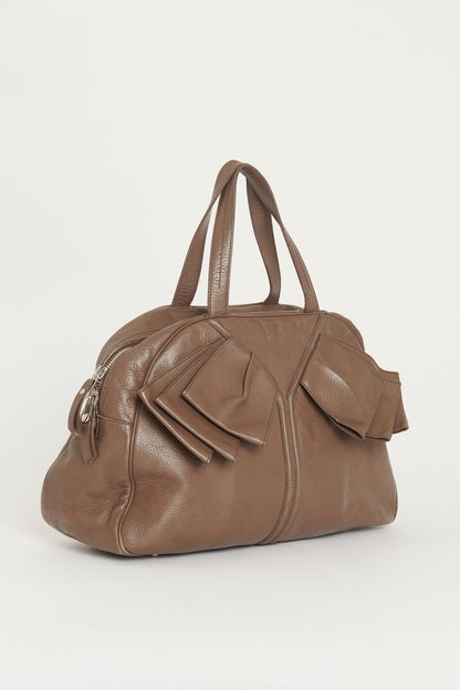 Brown Leather Preowned Obi Bow Bag