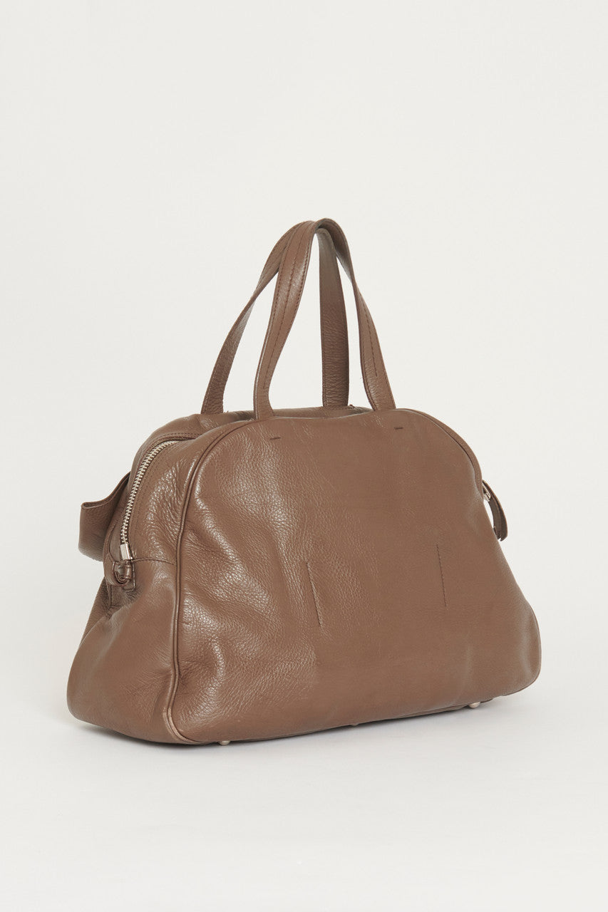 Brown Leather Preowned Obi Bow Bag