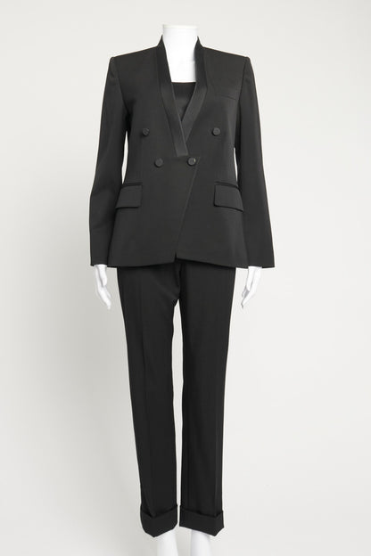 Black Wool Preowned Evening Trouser Suit