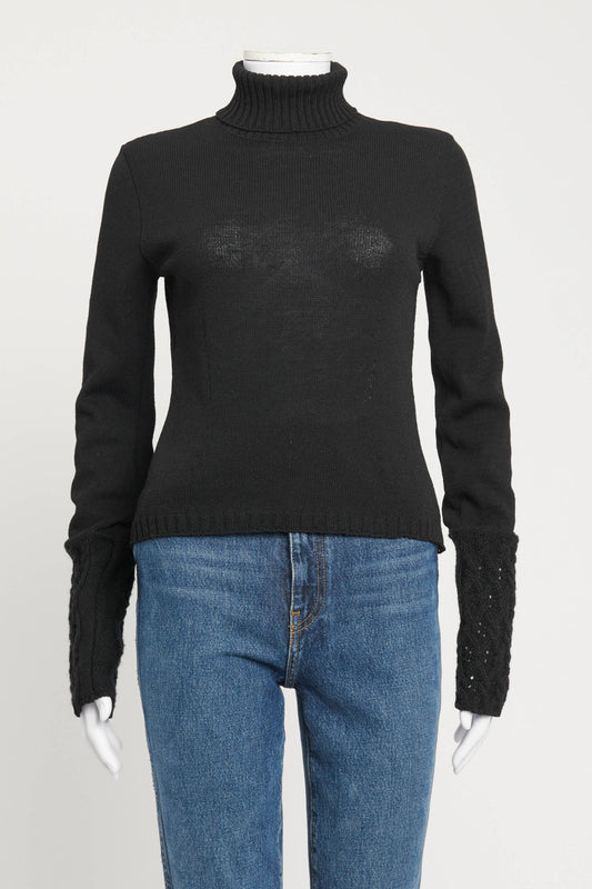 Black Wool Roll Up Neck Preowned Jumper