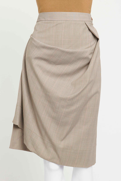 Cream Wool Waist Dropped Preowned Skirt