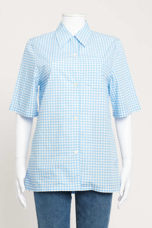 2015 Checkered Blue and White Cotton Preowned Shirt