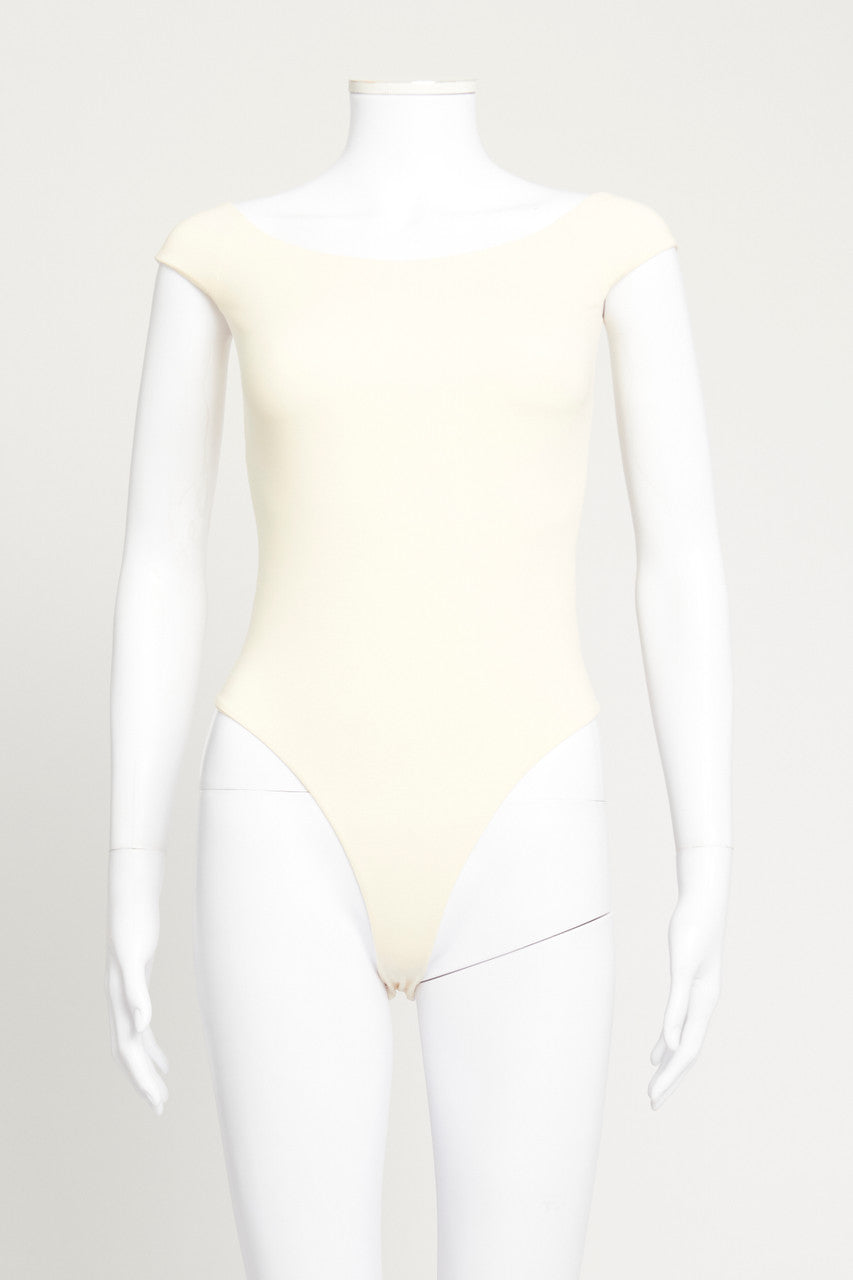 White Off Shoulder Preowned Bodysuit