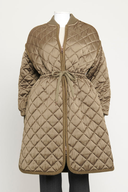 Khaki Quilted Preowned Long Coat