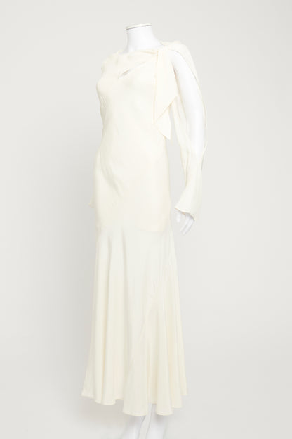 White Asymmetric Neck Preowned Maxi Dress