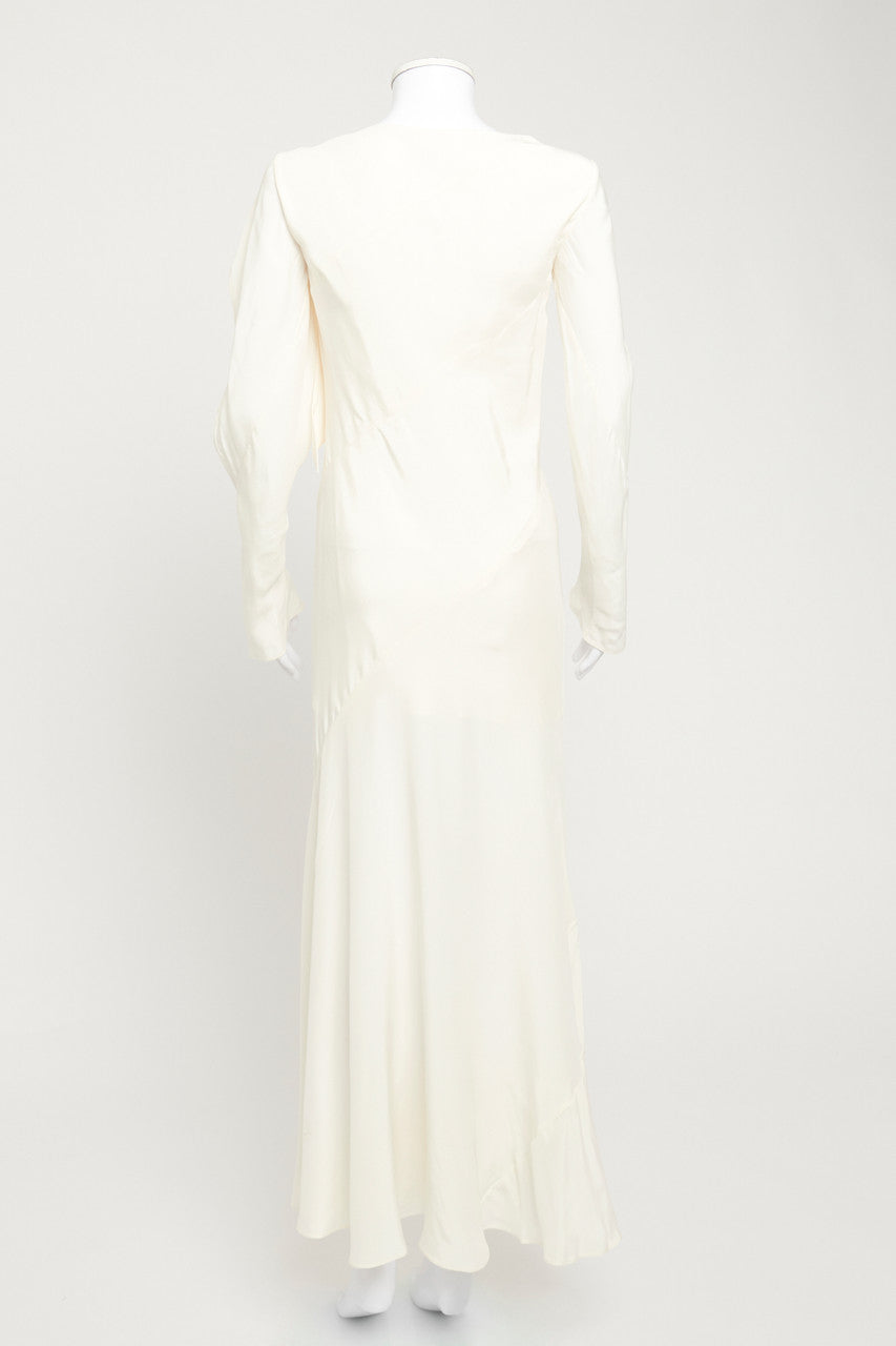 White Asymmetric Neck Preowned Maxi Dress