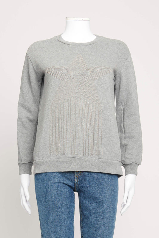2018 Grey Star Bead Embellished Preowned Crew Neck
