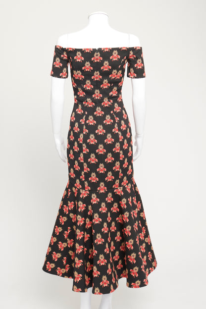 Resort 2018 Black Botanical Embroidery Preowned Maxi Dress