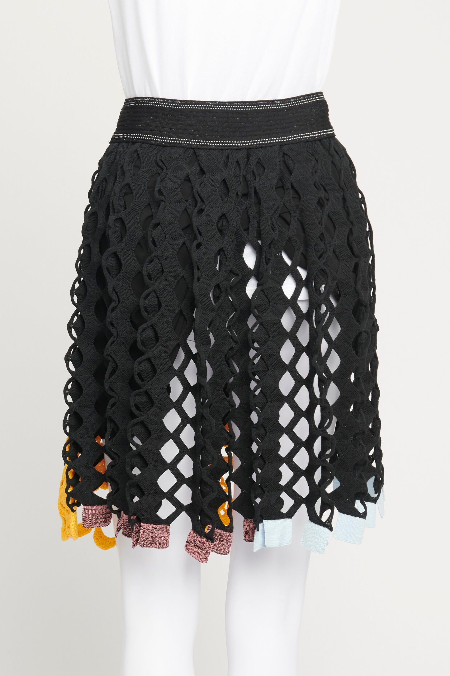 Black Crochet Detail Knitted Preowned Skirt