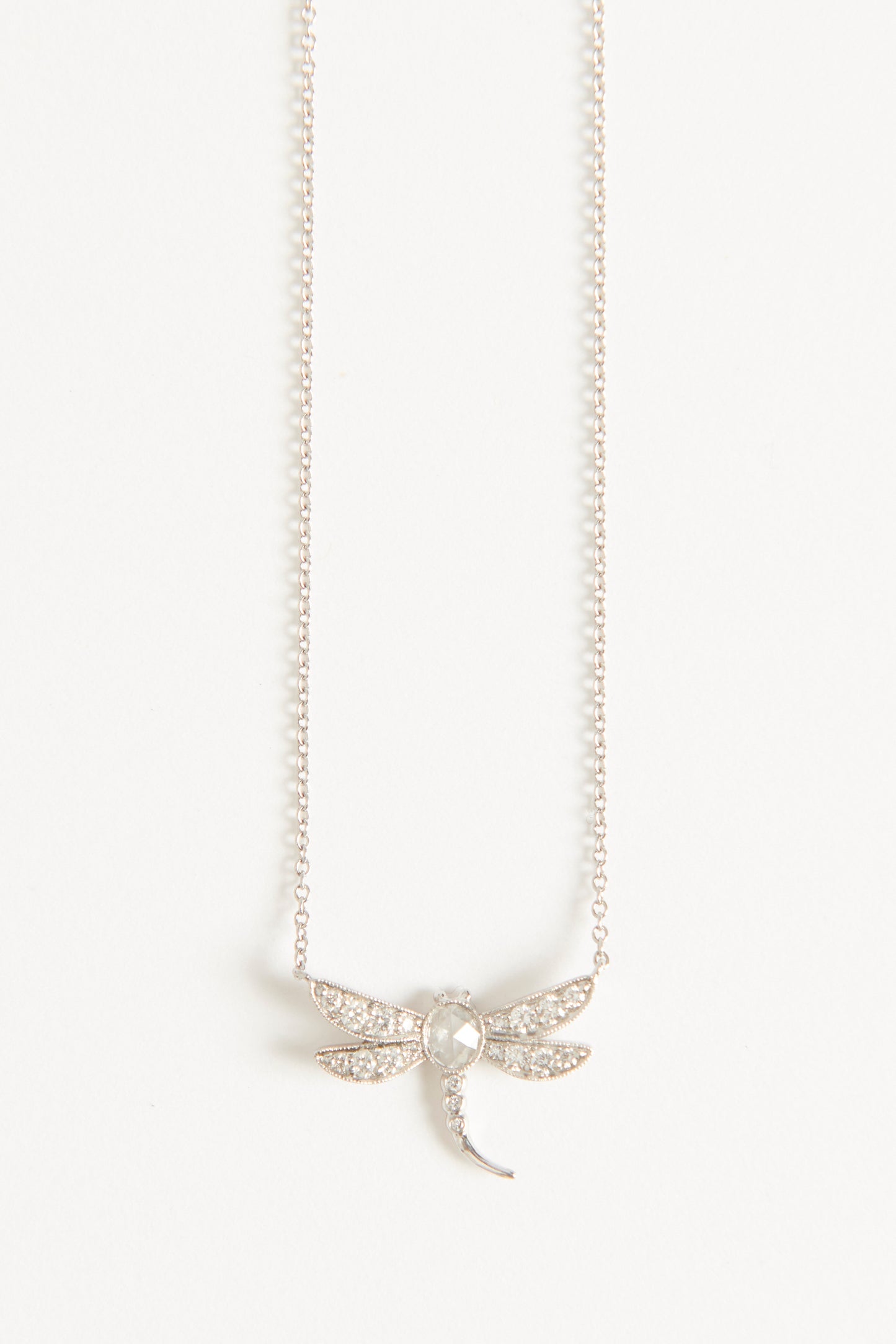 Silver Tone Platinum Garden Dragonfly Preowned Necklace