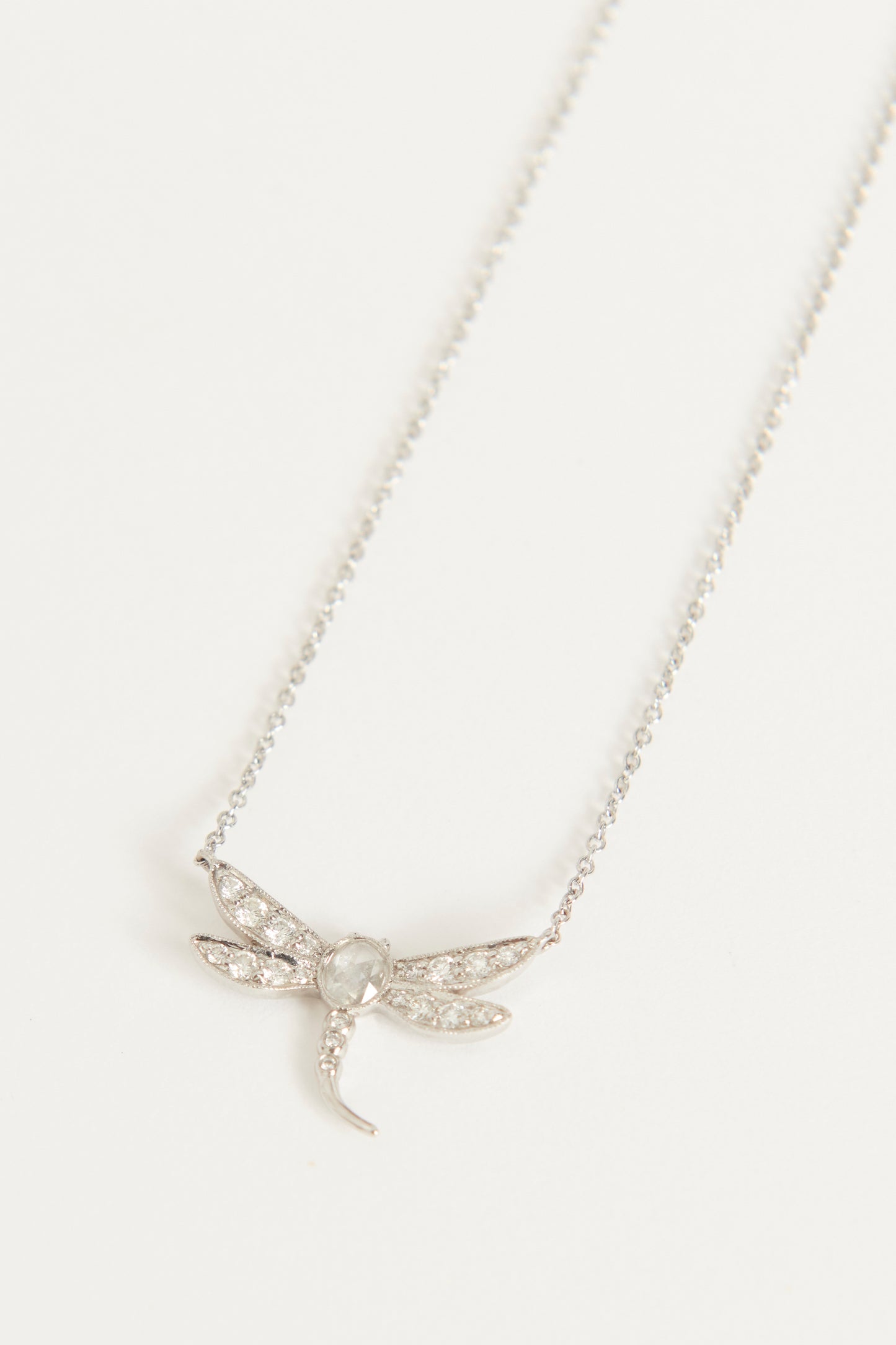 Silver Tone Platinum Garden Dragonfly Preowned Necklace