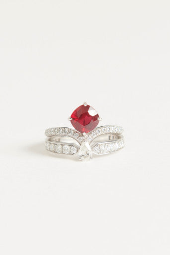 Red Ruby Josephine Eclat Floral Preowned Ring