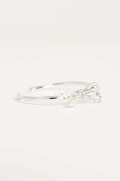 White 18K Gold Diamond Bow Cuff Preowned Bracelet