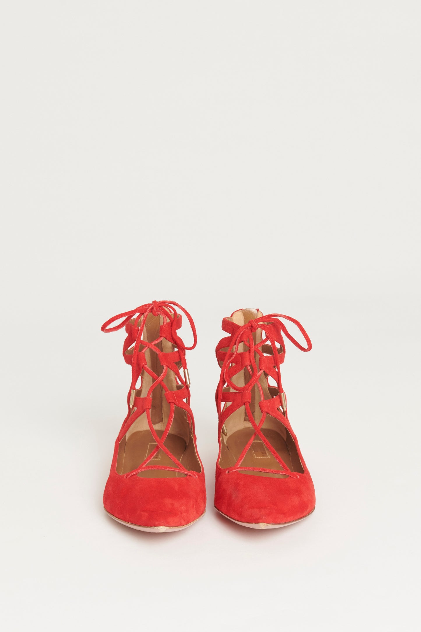 Red Suede Pointed Toe Preowned Gladiator Sandals