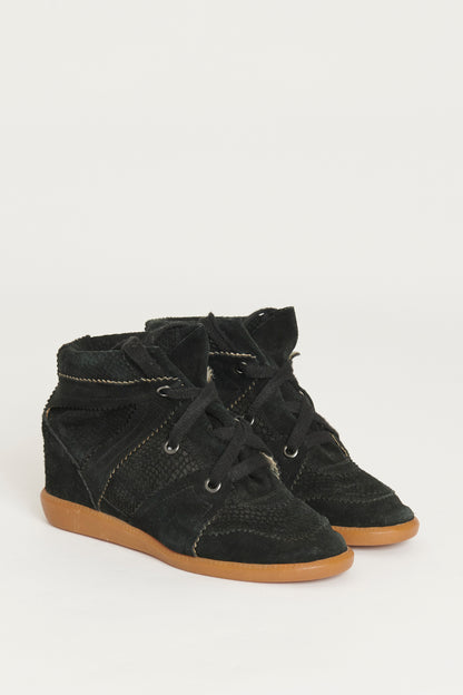 Black Suede Bobby Preowned Wedge Sneakers