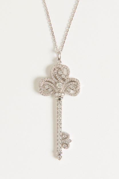 Platinum Enchant Heart Key Pendant Preowned Necklace