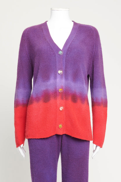 Purple Tie Dye Cashmere Preowned Cardigan