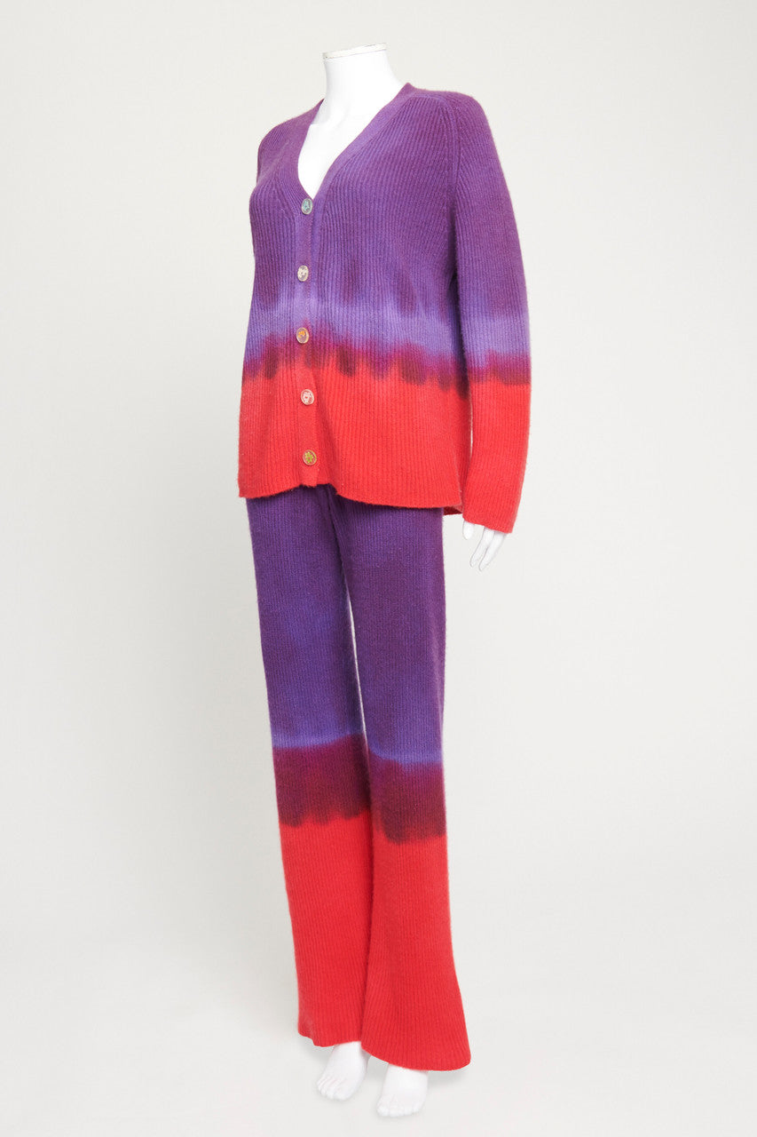 Purple Tie Dye Cashmere Preowned Cardigan