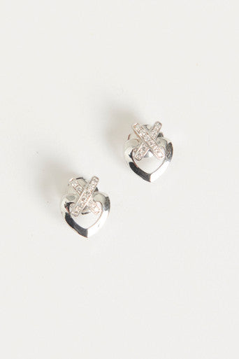 White 18K Gold Jeux De Liens Heart Diamond Earrings