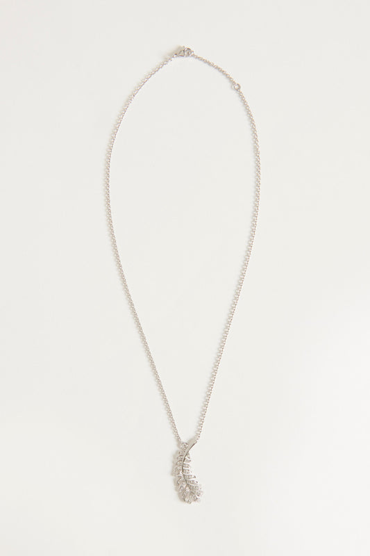 White 18K Gold Diamond Plume de Chanel Necklace