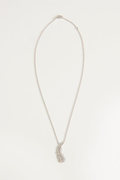 White 18K Gold Diamond Plume de Chanel Necklace