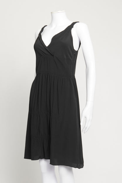2006 Black Silk Drop Waist Preowned Midi Dress
