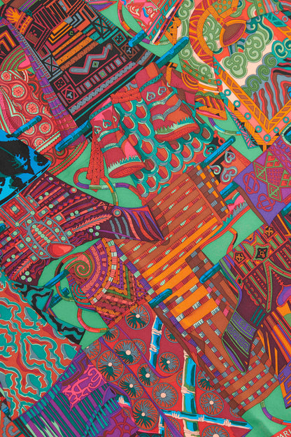 Multicoloured Silk 'Voyage En Etoffes' Preowned Scarf by Annie Faivre