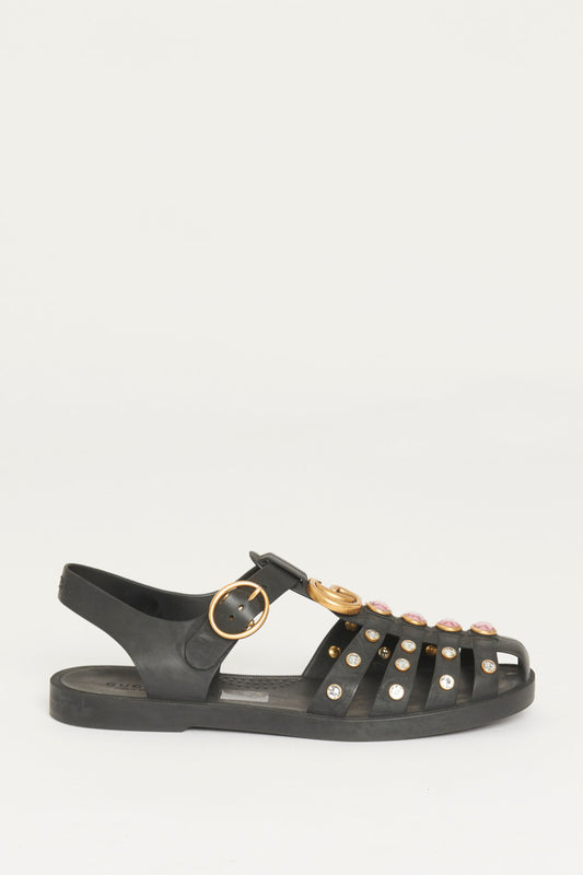 Black Marmont Preowned Buckled Embellished Sandals