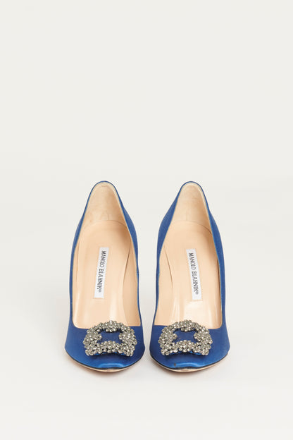 Navy Blue Satin Hangisi 105 Preowned Pumps
