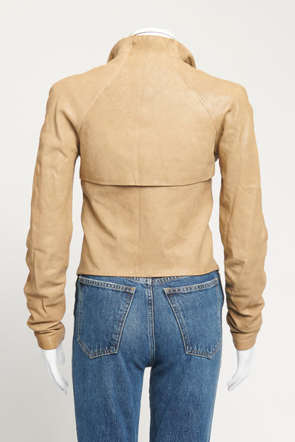 Camel Lambskin Preowned Cropped Jacket