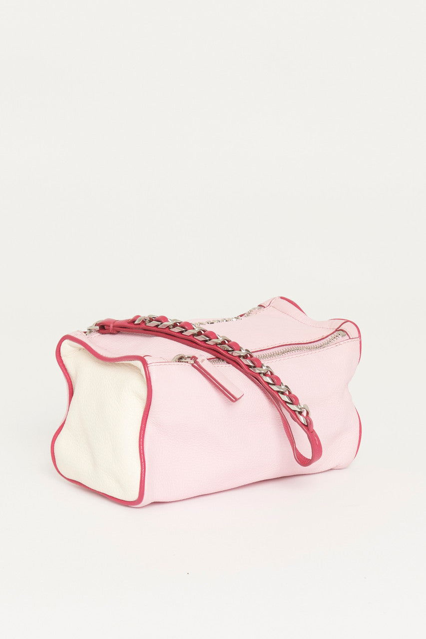 Pink and Cream Preowned Pandora Wristlet Clutch Bag