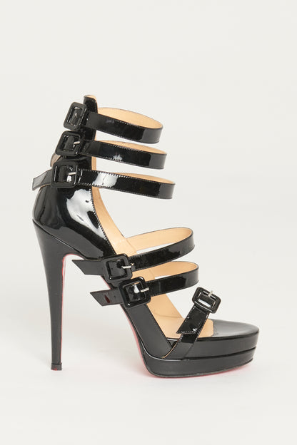 Black Patent Differa 140 Preowned Heeled Sandals