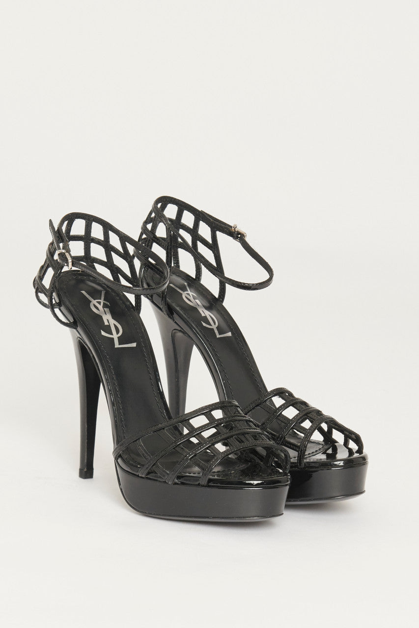 Black Patent Resille 105 Preowned Heeled Sandals