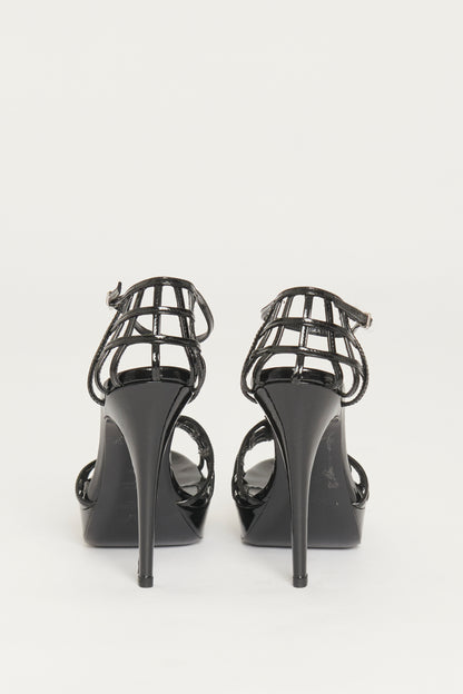 Black Patent Resille 105 Preowned Heeled Sandals