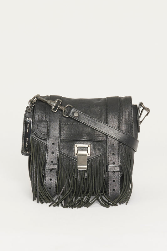Black Fringed Preowned PS1 Crossbody Pouch