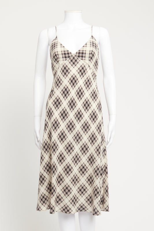 Checkered Silk Preowned Cami Dress