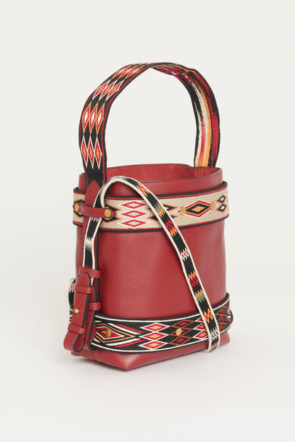 Red Hobo Diorodéo Leather Preowned Bucket Bag