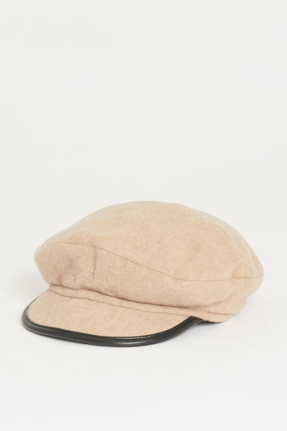 Beige Wool-Felt Reversible Preowned Baker Cap