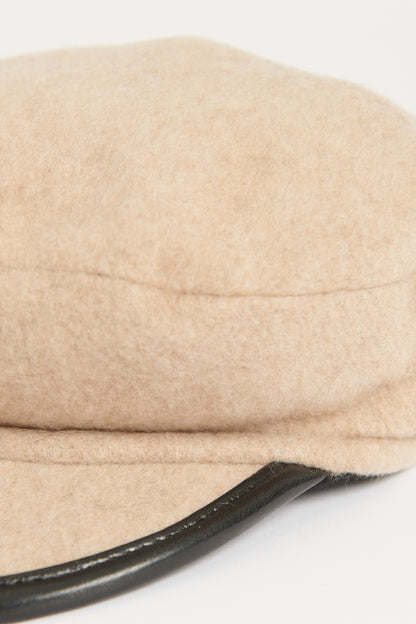 Beige Wool-Felt Reversible Preowned Baker Cap