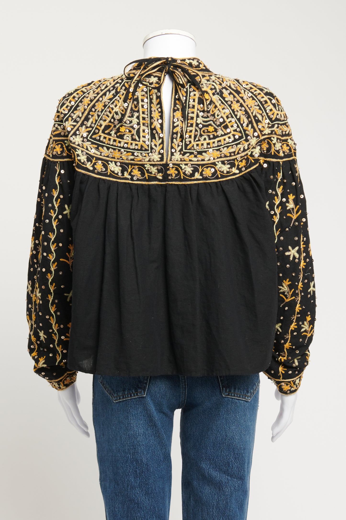 Gold Sequin and Embroidery Preowned Blouse