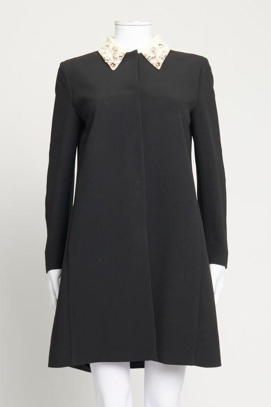2013 Navy Embellished Collar Preowned Coat