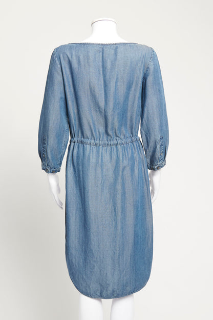 2011 Blue Indigo Denim Preowned Knee Length Dress