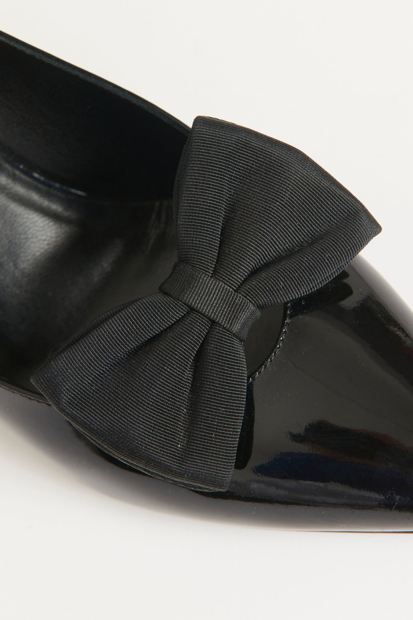 Black Patent Preowned Kitten Heels With Bow