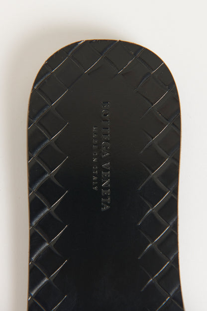 Black Leather Intrecciato preowned Slides