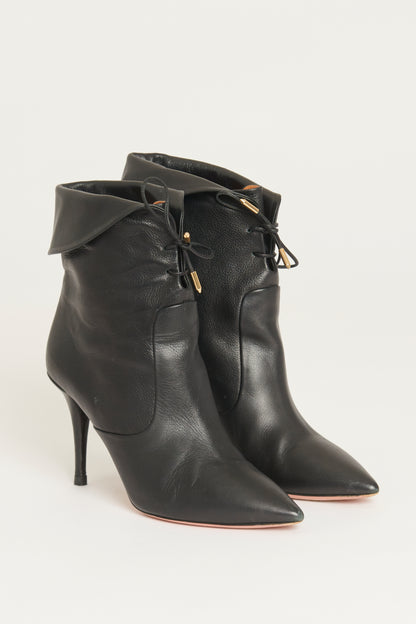 Black Preowned Tribeca Lace Up Stiletto Boots