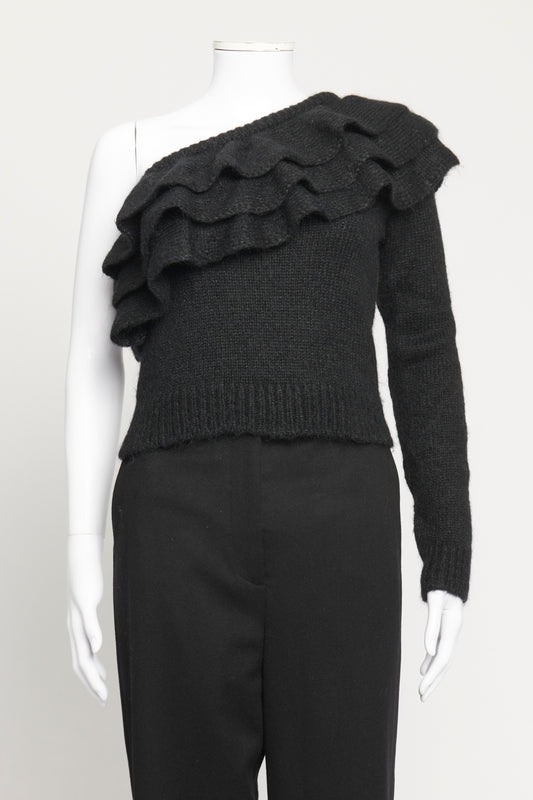 One-Sleeve Preowned Jumper With Ruffled Collar