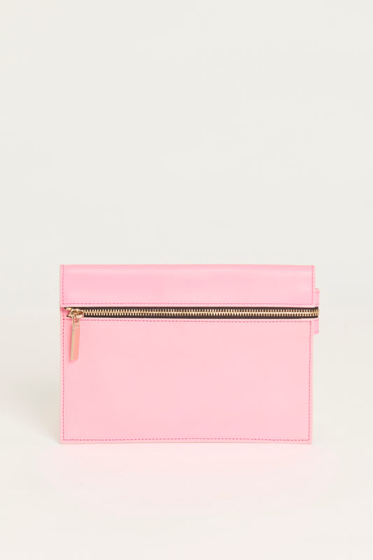 Pink Leather Preowned Small Zip Pouch
