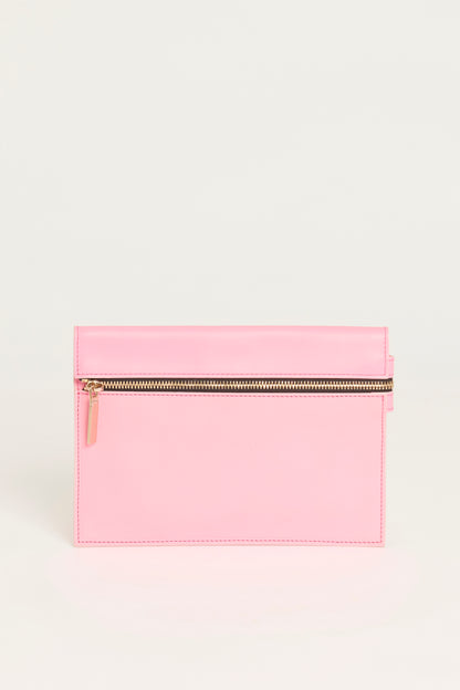 Pink Leather Preowned Small Zip Pouch